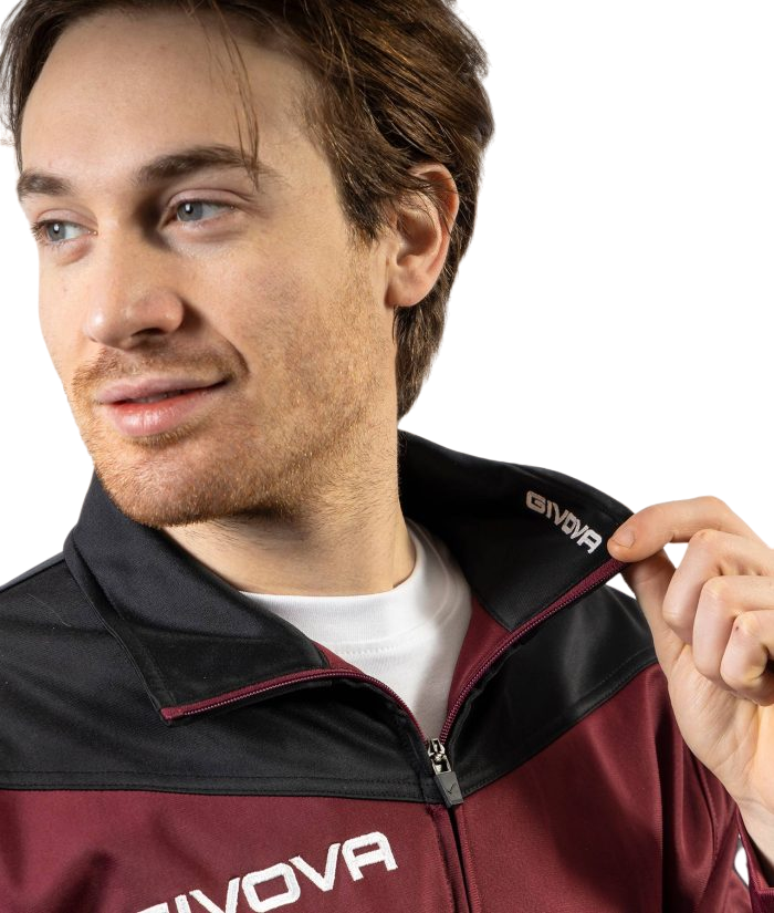 Givova Tuta Roma TR036 0810 Granata Nero | Tuta Sportiva Uomo Triacetato Calcio Running