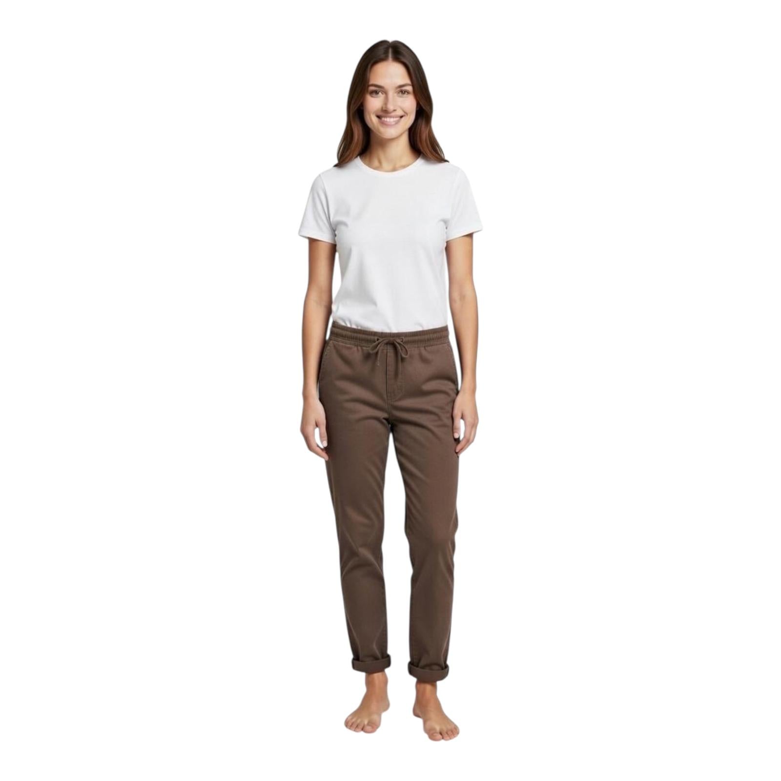 Griffai Pantalaccio in raso da donna con elastico in vita DGP7909 tabacco