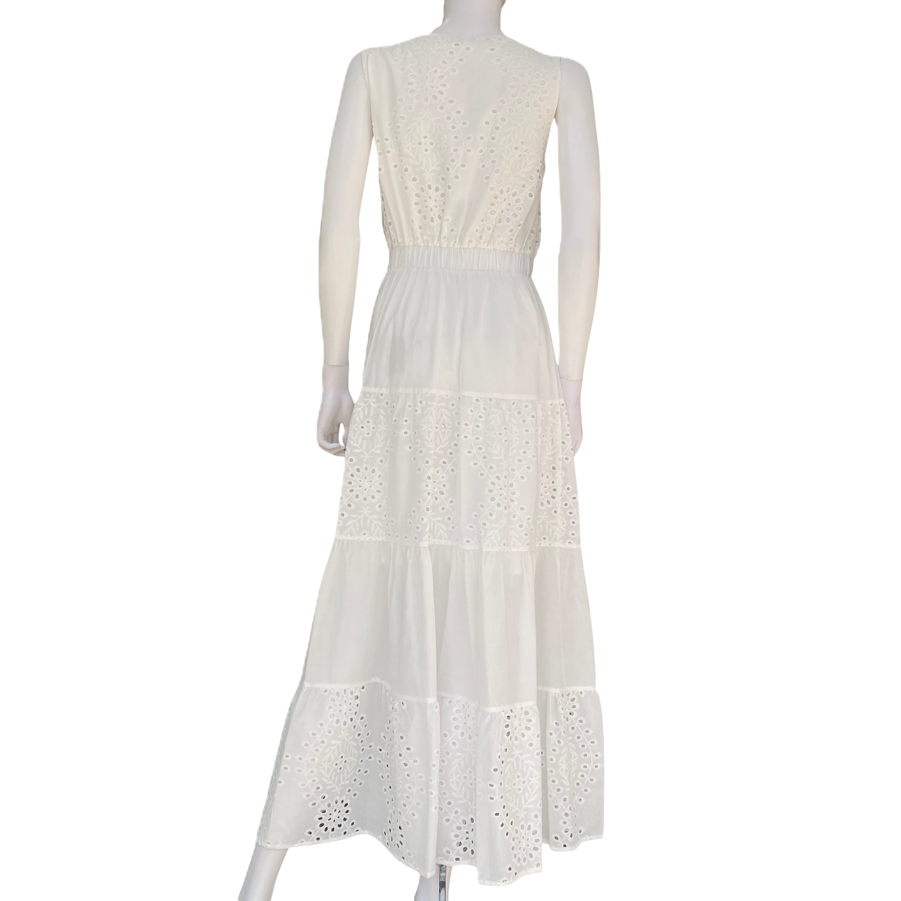 Griffai abito da donna lungo smanicato in pizzo sangallo DGP6780 bianco