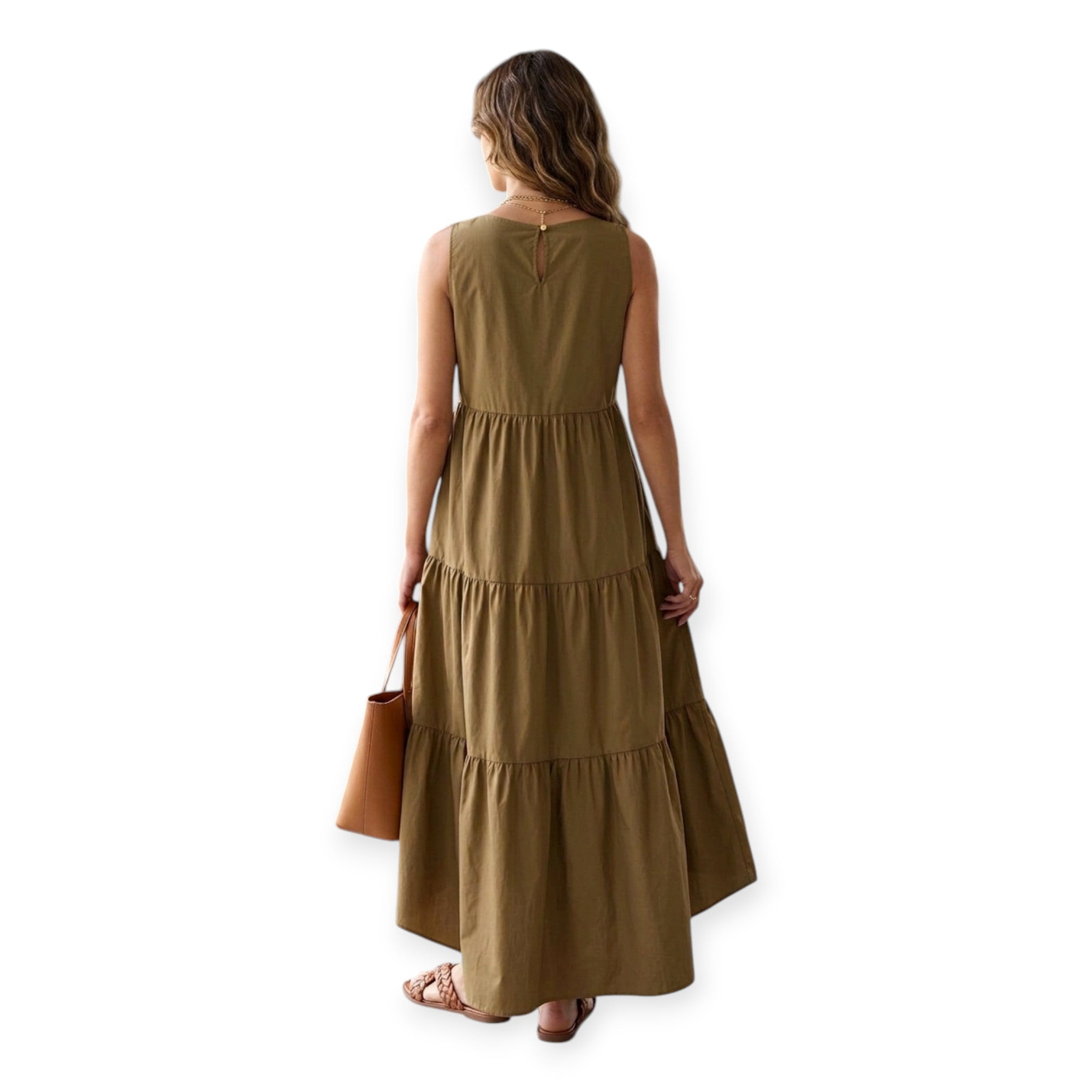 Griffai Abito Lungo Donna Popeline Cammello - DGP8022