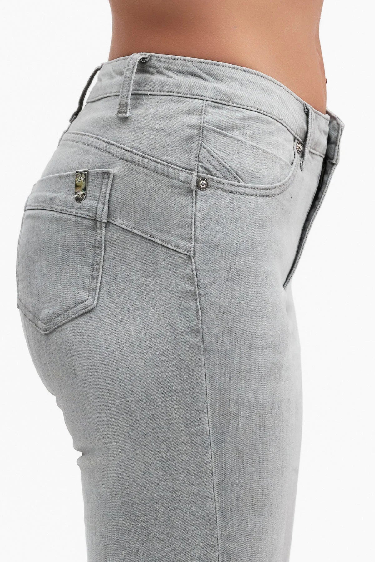 Griffai pantalone jeans donna Flare a zampa DGP7529 grigio