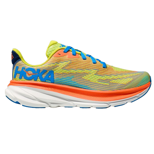 Hoka One One Clifton 9 Youth 1131170-EPVO Orange Yellow Blue Junior Boy Girl Running Shoe