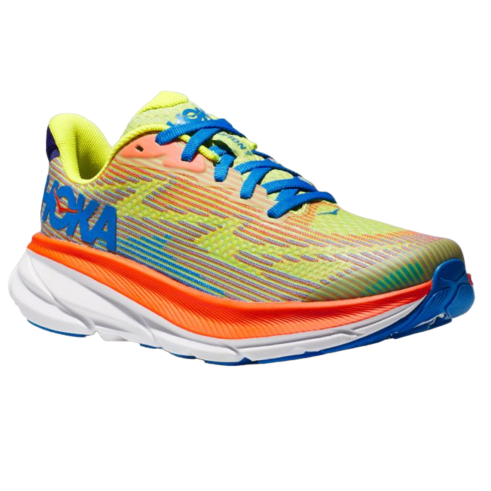 Hoka One One Clifton 9 Youth 1131170-EPVO Orange Yellow Blue Junior Boy Girl Running Shoe