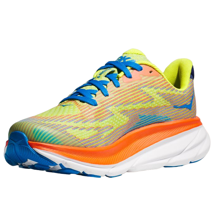 Hoka One One Clifton 9 Youth 1131170-EPVO Orange Yellow Blue Junior Boy Girl Running Shoe