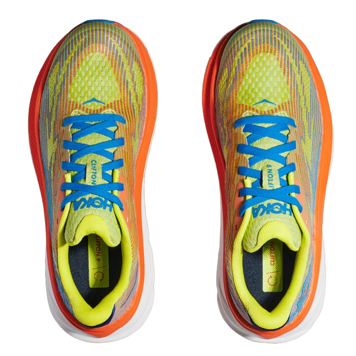 Hoka One One Clifton 9 Youth 1131170-EPVO Orange Yellow Blue Junior Boy Girl Running Shoe