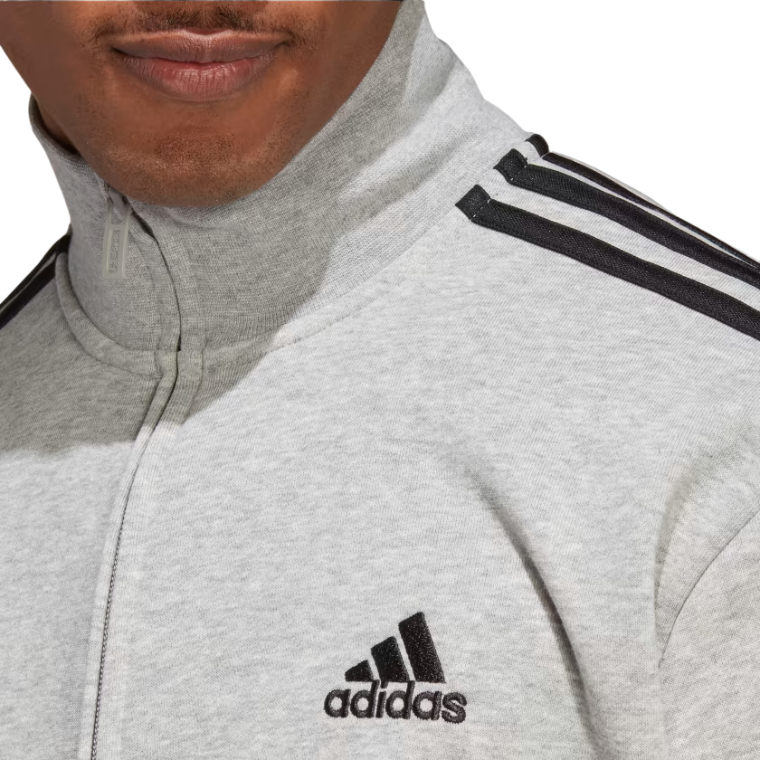 Adidas Men's Basic 3-Stripes French Terry Fleece Tracksuit IC6748 Grey-Black