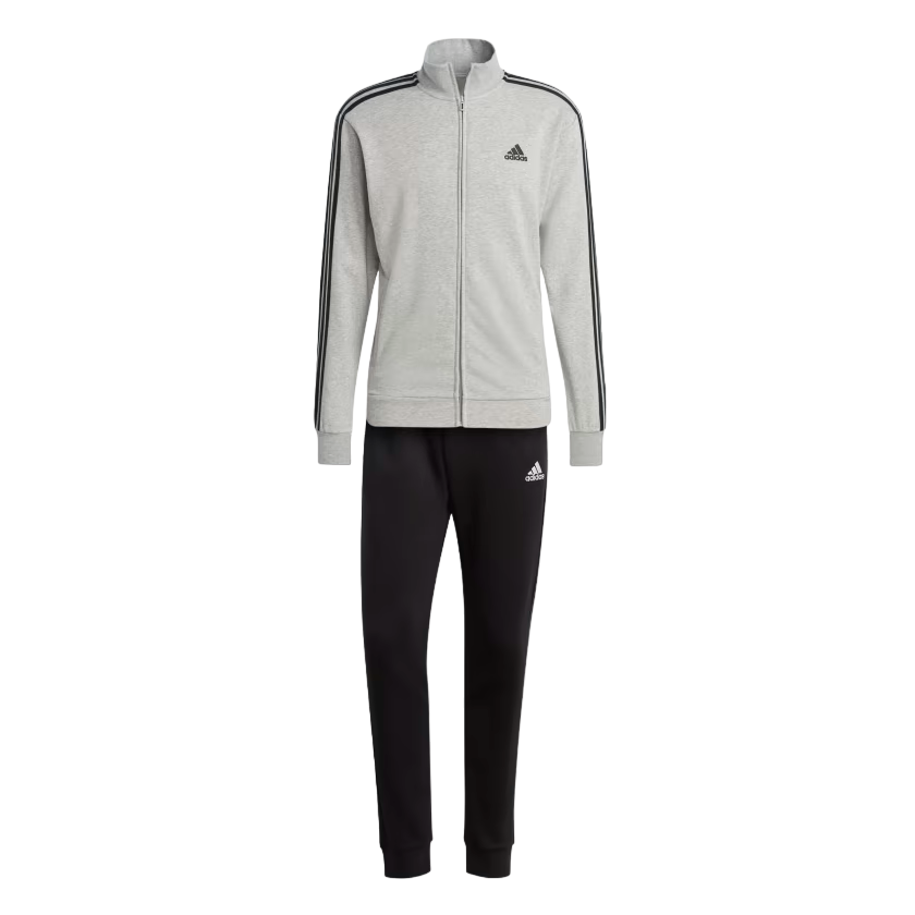 Adidas Men's Basic 3-Stripes French Terry Fleece Tracksuit IC6748 Grey-Black