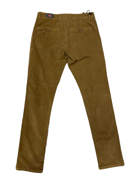 Trez Pantalone elasticizzato da uomo in velluto a coste piccole Prot-Cord T M45732 307 light brown