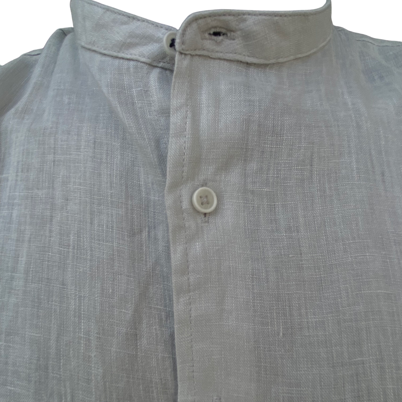 Trez camicia da uomo maniche lunghe e collo coreano in lino Cenzo-1211 M49018 380 mastice