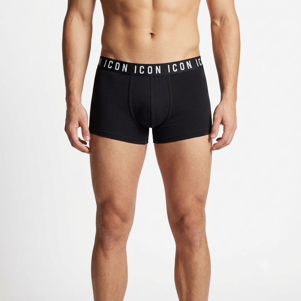 Icon Boxer Uomo Cotone Elasticizzato Nero Confezione 3 Pezzi - IMU09
