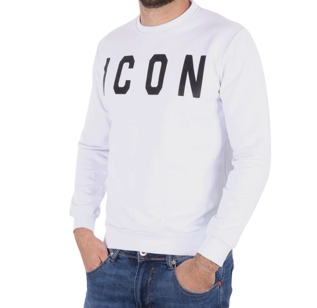 Icon Felpa Girocollo Uomo Logo Grande ICUS2S25F001 Bianco