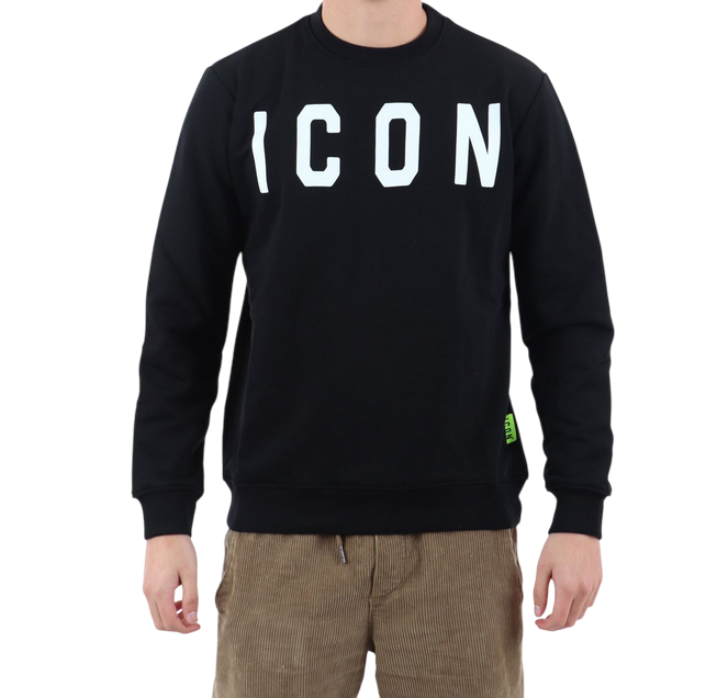 Icon Felpa Girocollo Uomo Logo Grande ICUS2S25F001 Nero