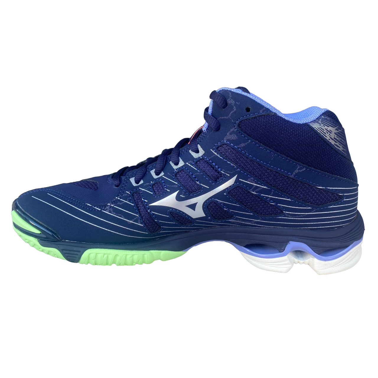 Mizuno Men's High Top Volleyball Shoe Wave Voltage Mid V1GA216511 Blue-Green-Wisteria