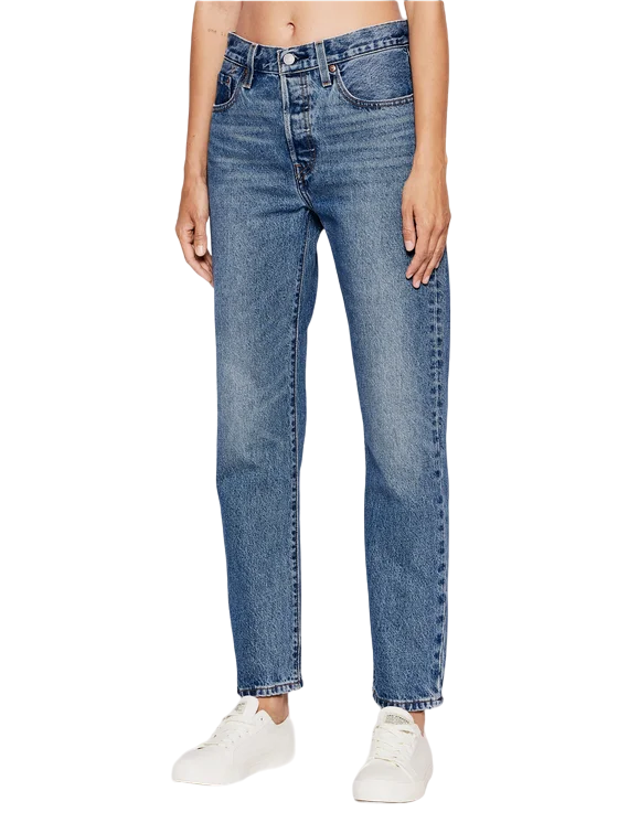 Levi's Jeans 501 Cropped Donna 36200-0236 Blu Medio Vita Alta Bottoni