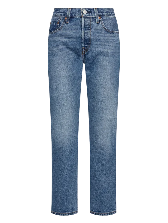Levi's Jeans 501 Cropped Donna 36200-0236 Blu Medio Vita Alta Bottoni