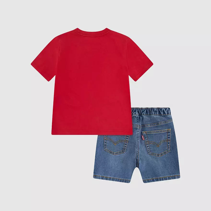 Levi's Kids completo Tee &amp; Denim - T-shirt con stampa - 6EP622-RCU rosso