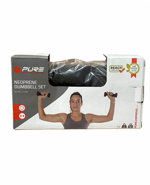 Pure 2Improve Neoprene Dumbbells 2x1kg P2I201390 - Black Set