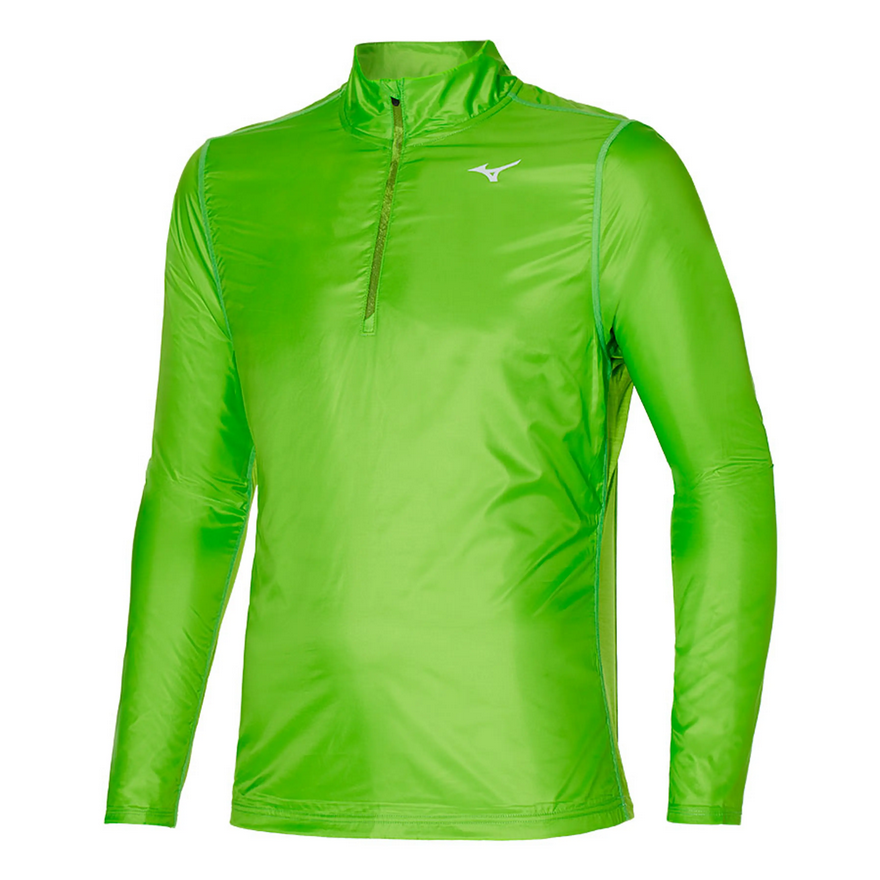 Mizuno Men's Active Hybrid Dry Ls Hz Half-Zip Running Technical Shirt J2GC1525 33 lime green