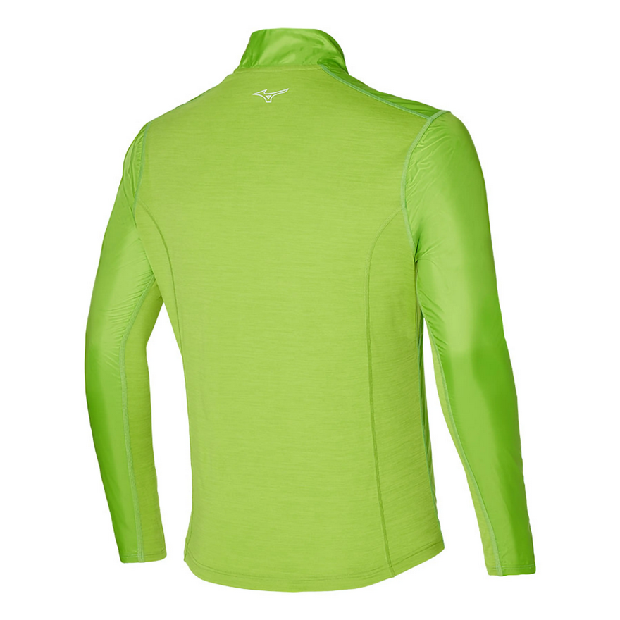 Mizuno Men's Active Hybrid Dry Ls Hz Half-Zip Running Technical Shirt J2GC1525 33 lime green