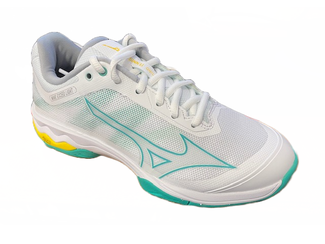 Mizuno Wave Exceed Light AC tennis shoe 61GA221923 white-turquoise-high visibility