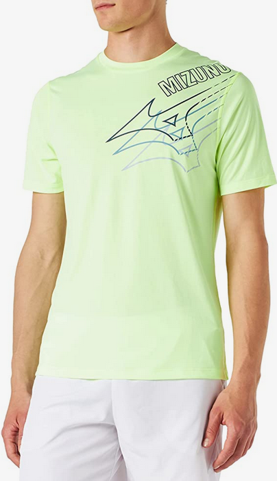 Mizuno Men's Core J2GA2057 37 Lemon Green Technical Fabric Short Sleeve T-Shirt