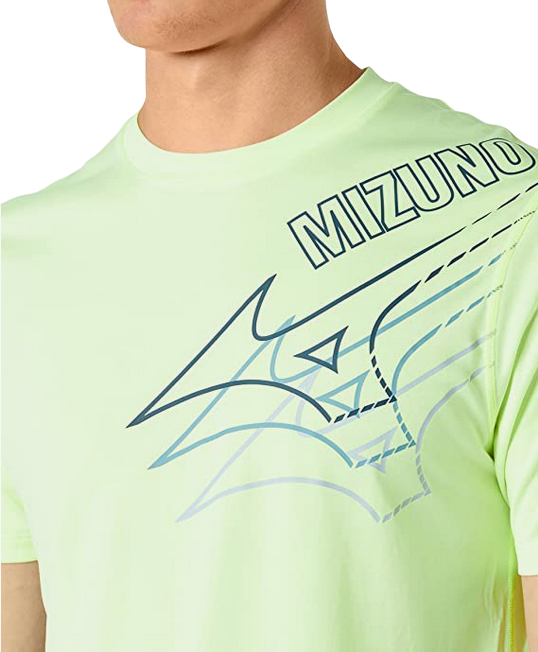 Mizuno Men's Core J2GA2057 37 Lemon Green Technical Fabric Short Sleeve T-Shirt