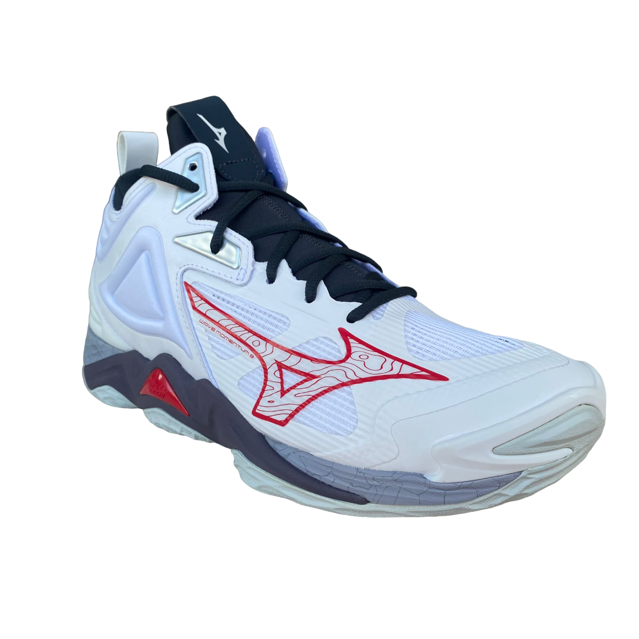 Mizuno Men's Volleyball Shoe Wave Momentum 3 Mid V1GA231796 White-Salsa-Black