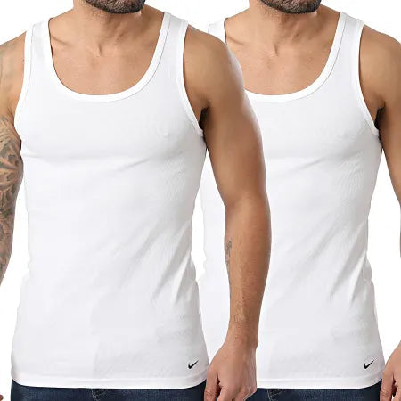 Nike Canotta Uomo Bianco Pack 2 Essential Cotton Stretch - KE1274 MED