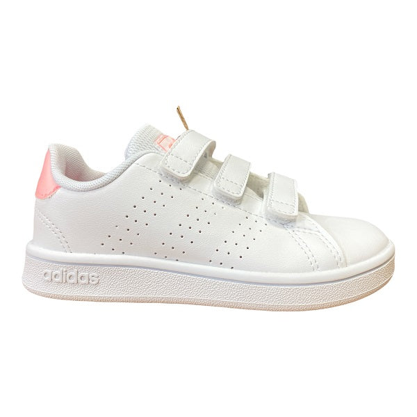 Adidas low-top sneakers for girls with hook-and-loop closure Advantage C GW0453 white-light pink