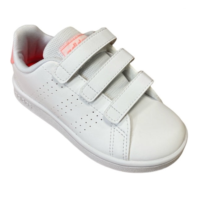 Adidas low-top sneakers for girls with hook-and-loop closure Advantage C GW0453 white-light pink