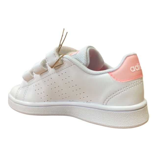 Adidas low-top sneakers for girls with hook-and-loop closure Advantage C GW0453 white-light pink