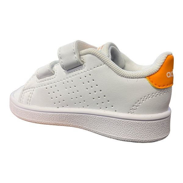 Adidas kids' Advantage CF I GW0452 shoes with hook-and-loop closure, white and orange