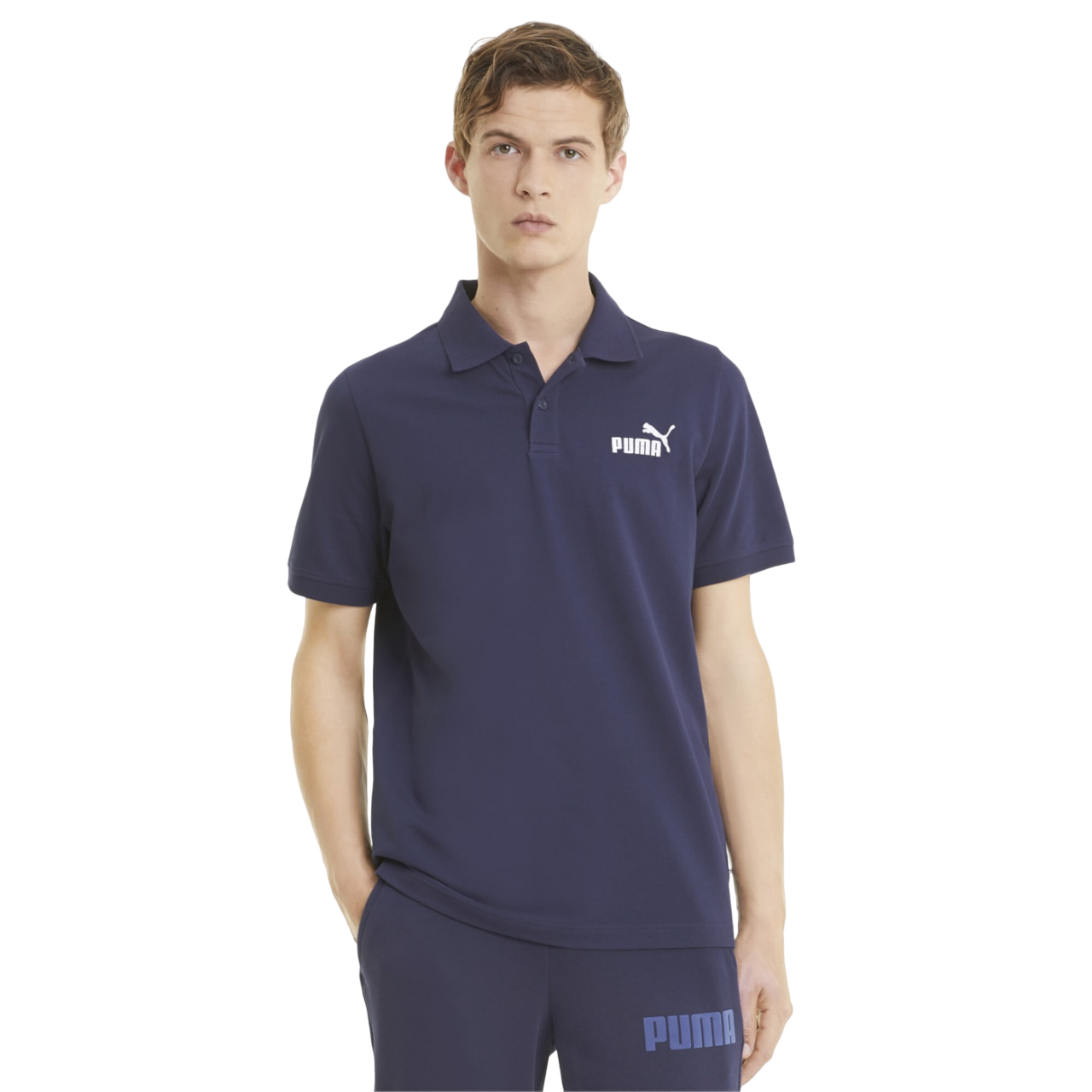 Puma Men's short-sleeved pique cotton polo shirt 586674-06 blue