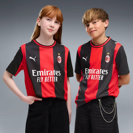 Puma Maglia Calcio AC Milan Home Jersey Replica Junior Rosso Nero - 784124-01
