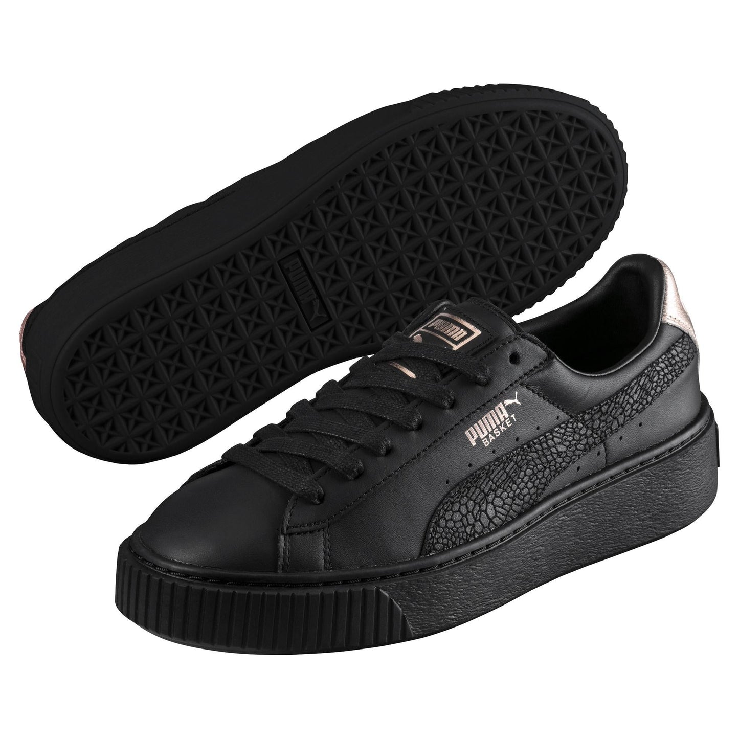 Puma Basket Euphoria RG 366814-01 Women's Wedge Sneakers Black