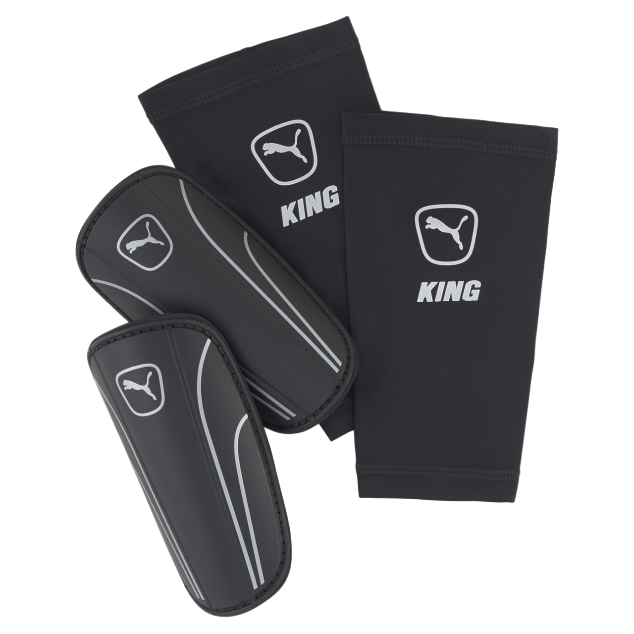 Puma King 030851-02 Black/Silver Football Shin Guards