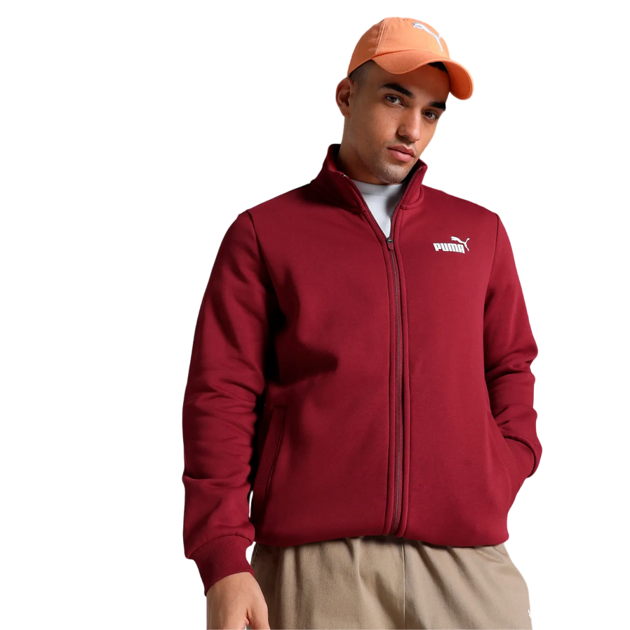 Puma Men's Cotton Tracksuit with Zip Clean Sweat Suit FL 585841-13 Dark Red-Black