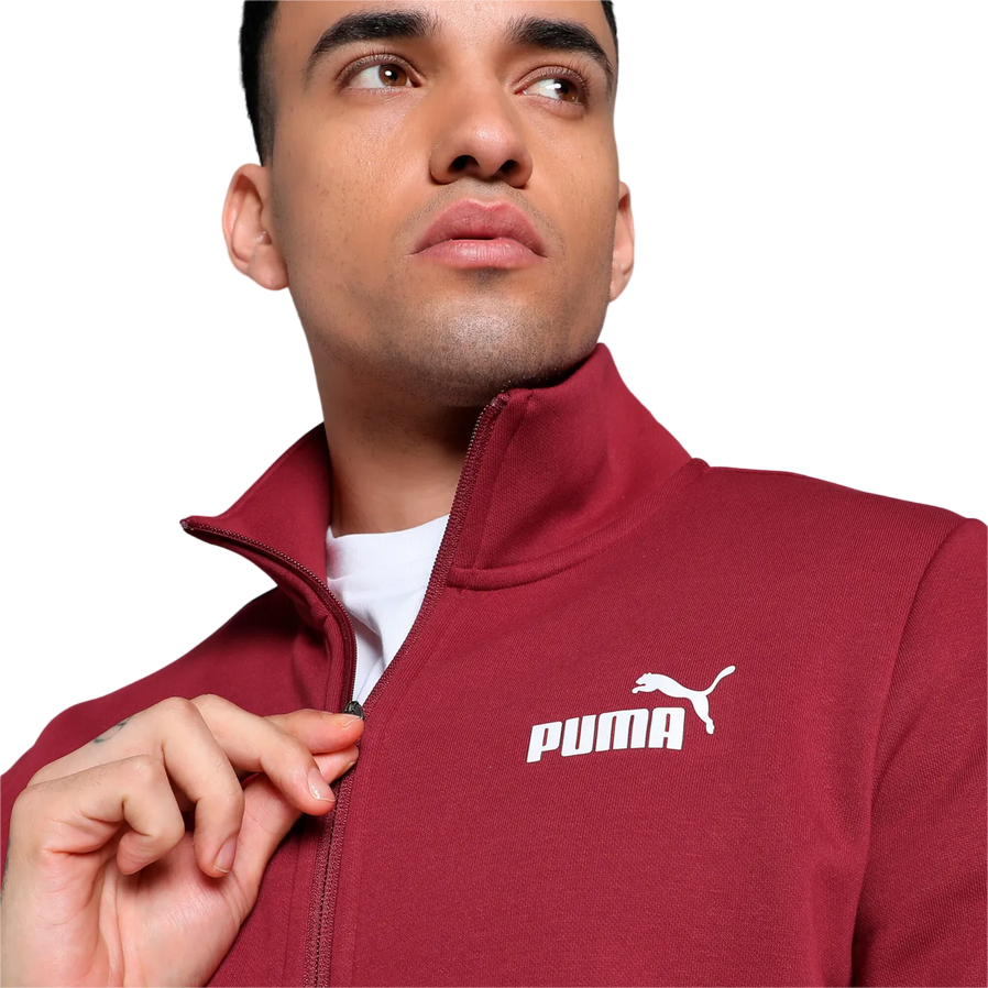 Puma Men's Cotton Tracksuit with Zip Clean Sweat Suit FL 585841-13 Dark Red-Black