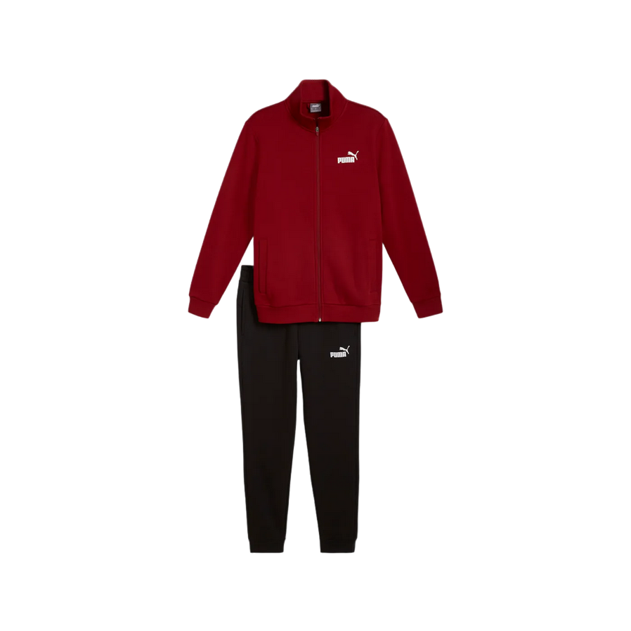 Puma Men's Cotton Tracksuit with Zip Clean Sweat Suit FL 585841-13 Dark Red-Black
