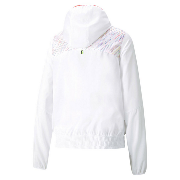 Puma Women's Windbreaker Hooded Sports Jacket Run Graphic 520836 02 White