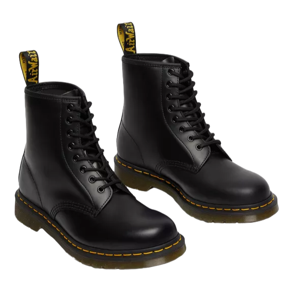 Dr. Martens 1460 Smooth Anfibio Pelle Nero 10072004 - Stivale Iconico 8 Occhielli