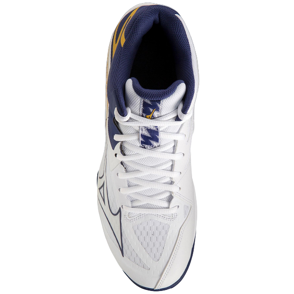 Mizuno Men's Thunder Blade Z Mid V1GA237543 White-Blue-Gold Volleyball Shoes