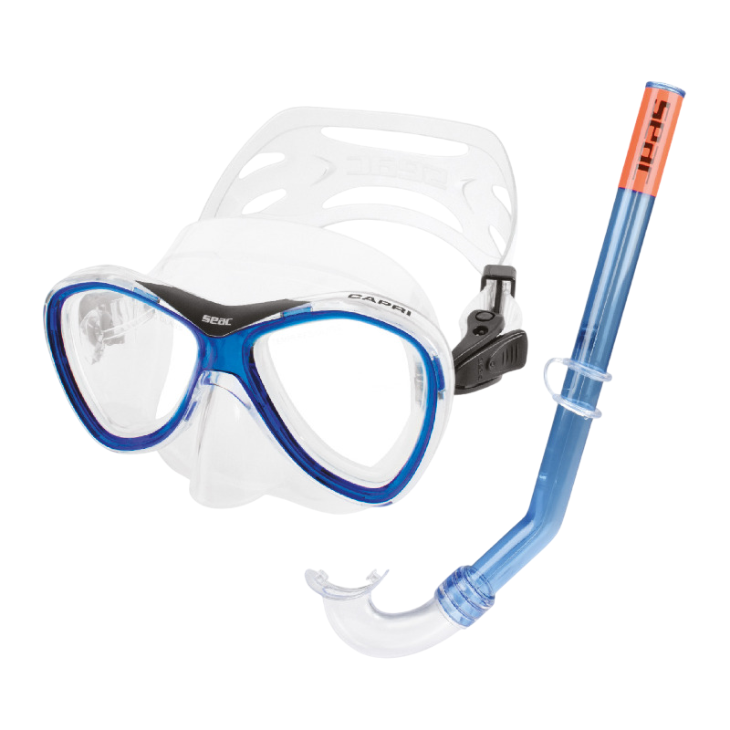 Seac Set Capri SLT Snorkeling Mask and Snorkel for Kids 7-13 Years 9466B Blue