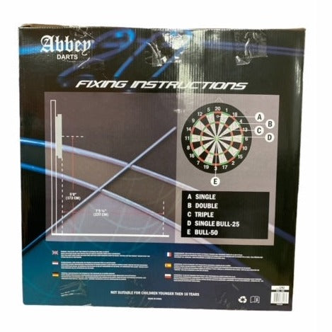 Abbey Darts Target Set Flock II 52AL - Double-Sided Dartboard with 6 Darts