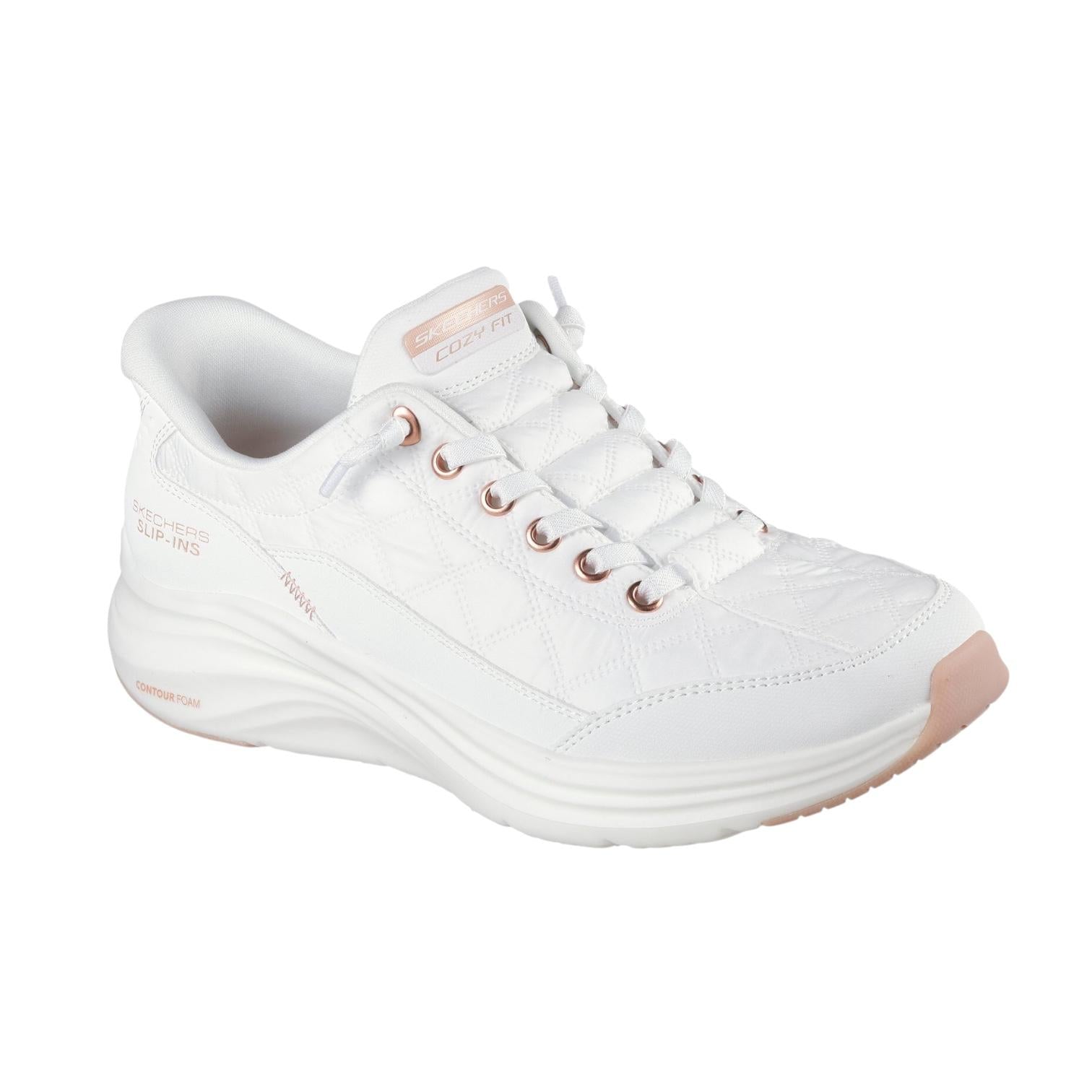 Skechers Slip-ins Contour Foam Lifestyle Sneakers Donna Bianco Rosa Oro - 150413/WTRG