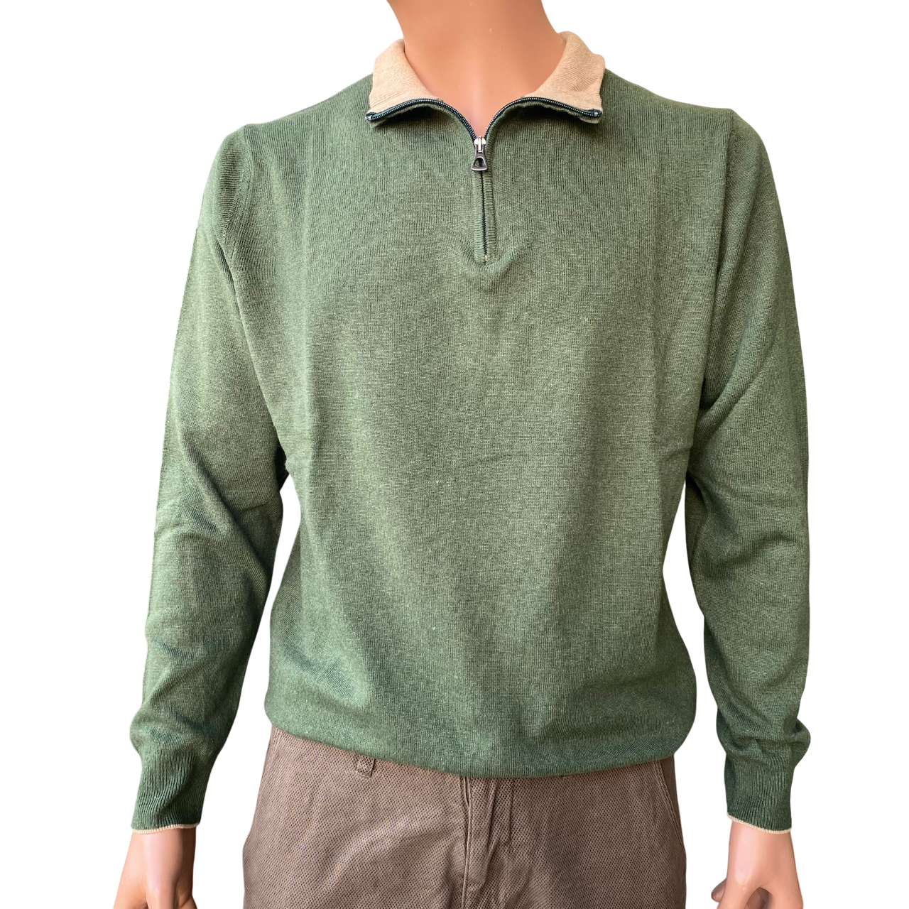 Trez Maglia Uomo Mezza Zip Macchia-VLPK M49631 842 Verde – Comfort e stile Streetwear