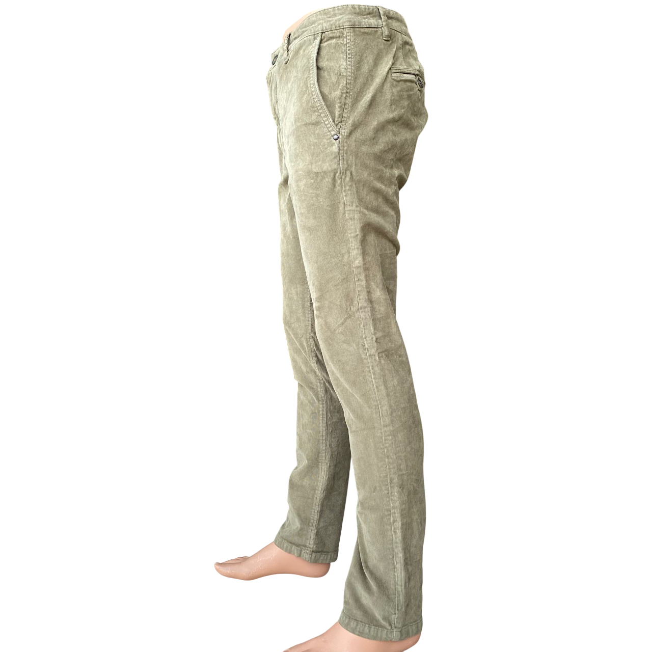 Trez Pantalone Uomo Velluto Millerighe M49592 408 PROT-CORD Verde – elegante, comfort, moda uomo - laterale