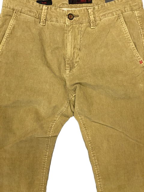 Trez Pantalone elasticizzato da uomo in velluto a coste piccole Prot-Cord T M45732 306 beige