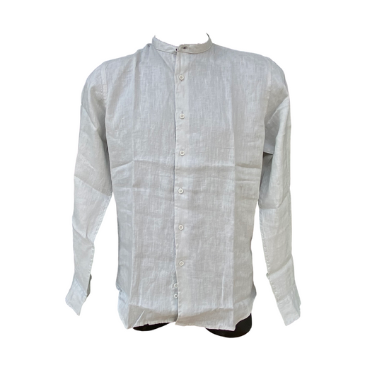 Trez camicia da uomo maniche lunghe e collo coreano in lino Cenzo-1211 M49018 380 mastice