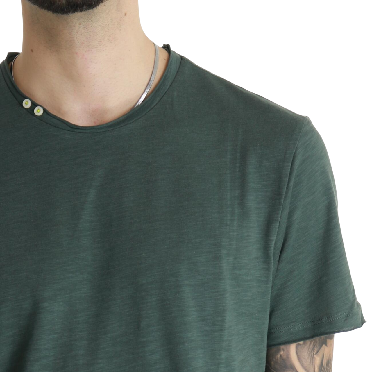 Trez maglia manica corta in cotone fiammato TOPO6-JSB3 M49044 387 verde